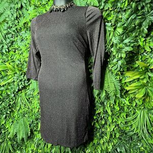 Love Squared Dress Women Plus XL Black Metallic Pink Stripe Party‎ NWT 0206